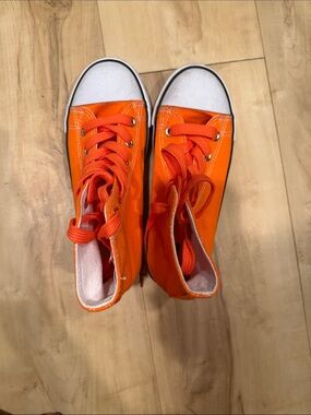 Kids Orange High-Top Sneakers - Classic Canvas Style